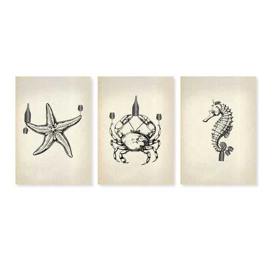 Wall Art by Posterify 'Ocean Waiters' Framed Three-Piece Mural Canvas