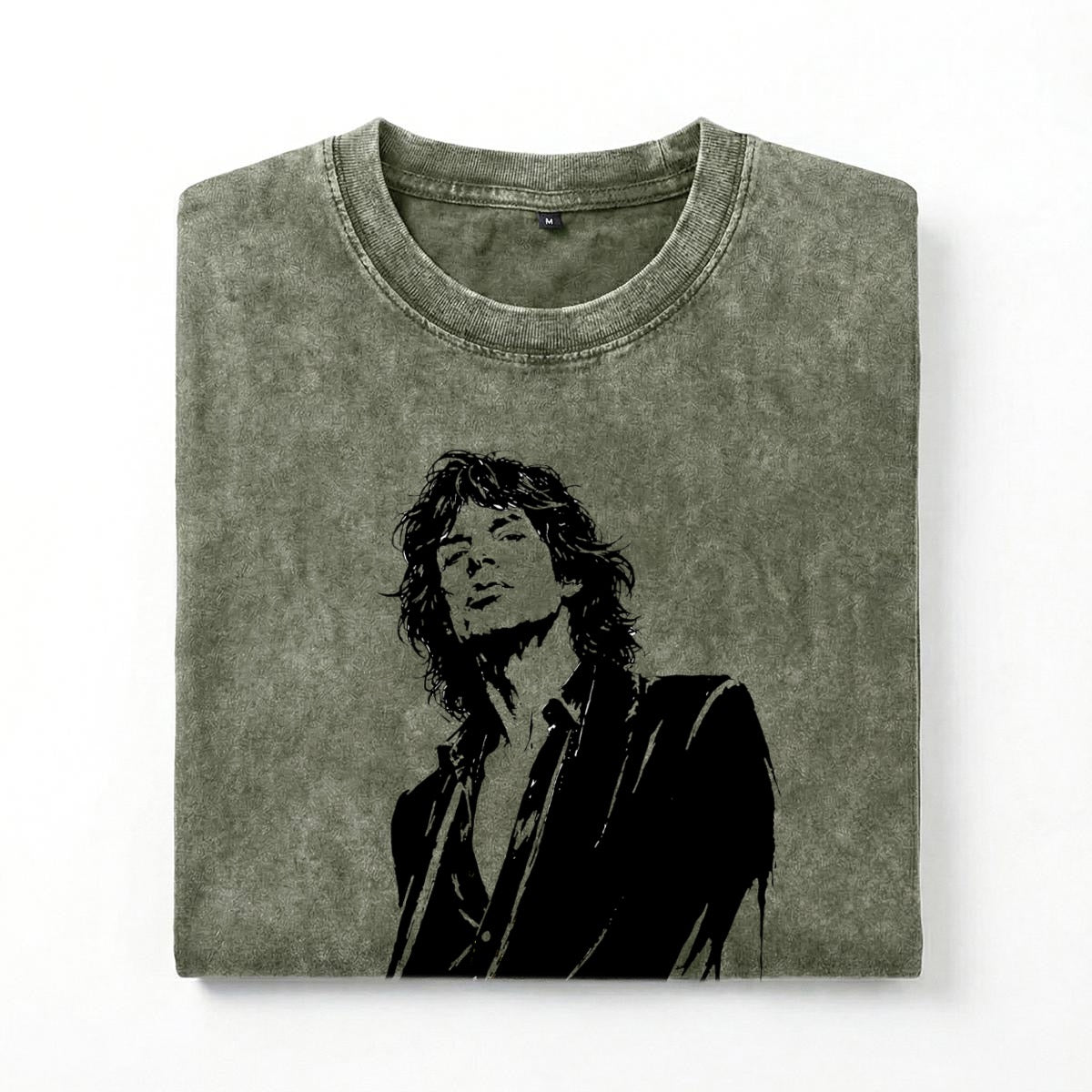 Mick Jagger, Unisex Heavyweight Washed Drop Shoulder T-Shirt|250GSM DTG