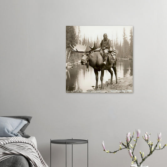 Moose Rider Vintage Photo Reprint on Premium Matte Paper - Posterify
