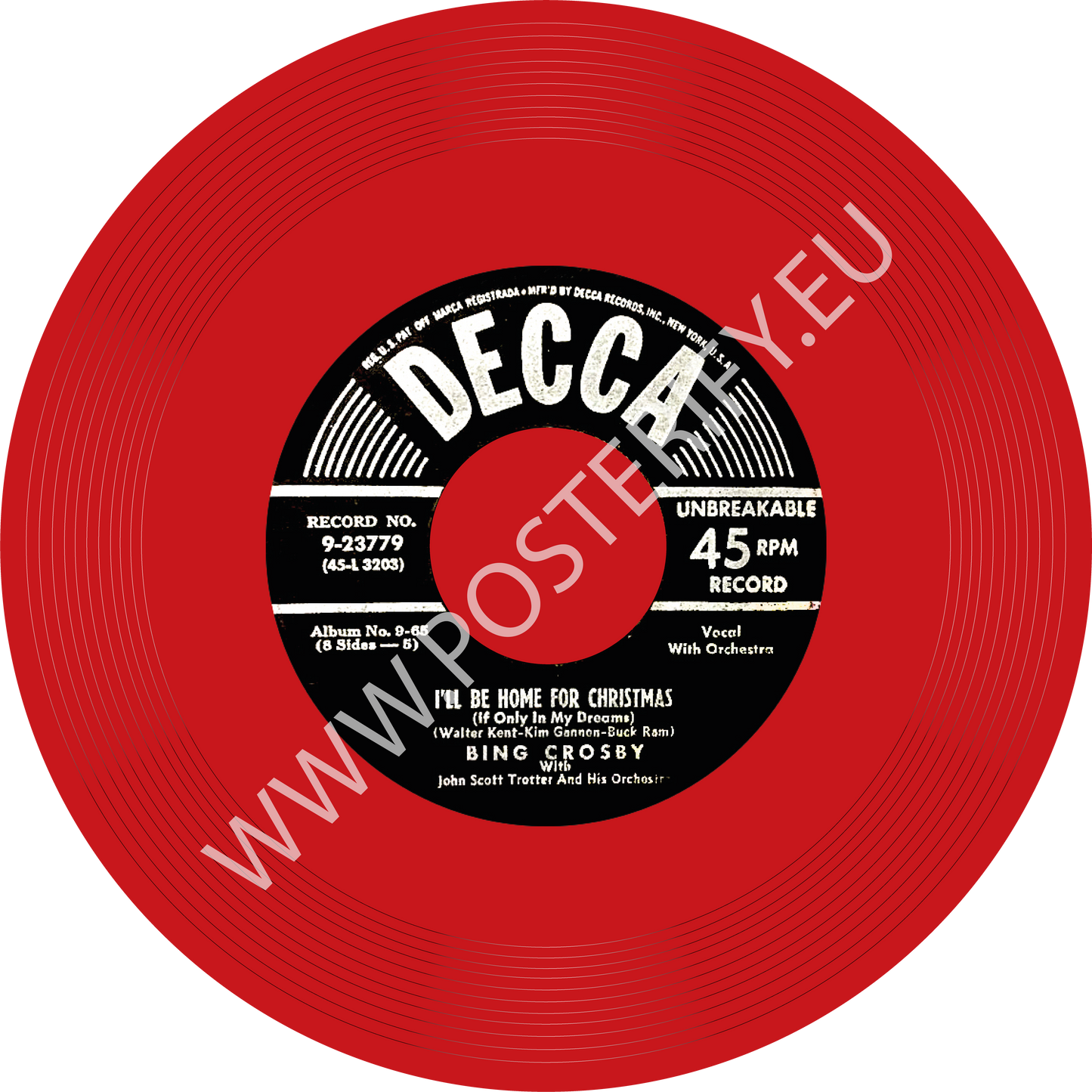 I'll be home for Christmas, Bing Crosby, Vinyl Single Record Mat