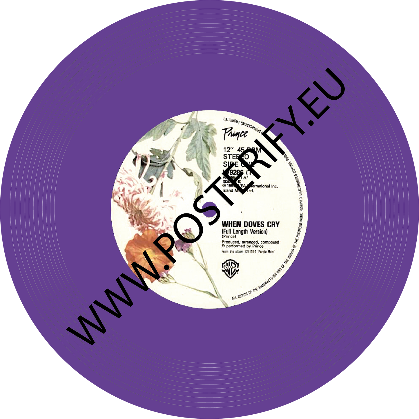 Prince, When Doves Cry, Vinyl record mat