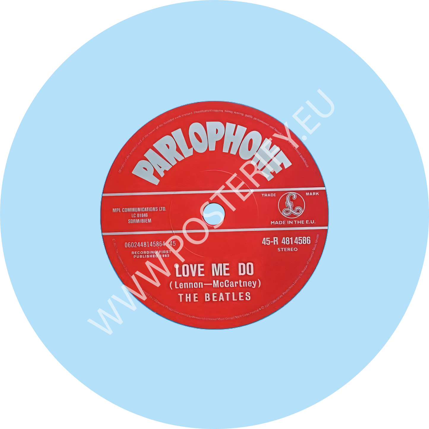 Beatles, Love Me Do Single, Round Mat (Can also be used as sound Damper on wall)