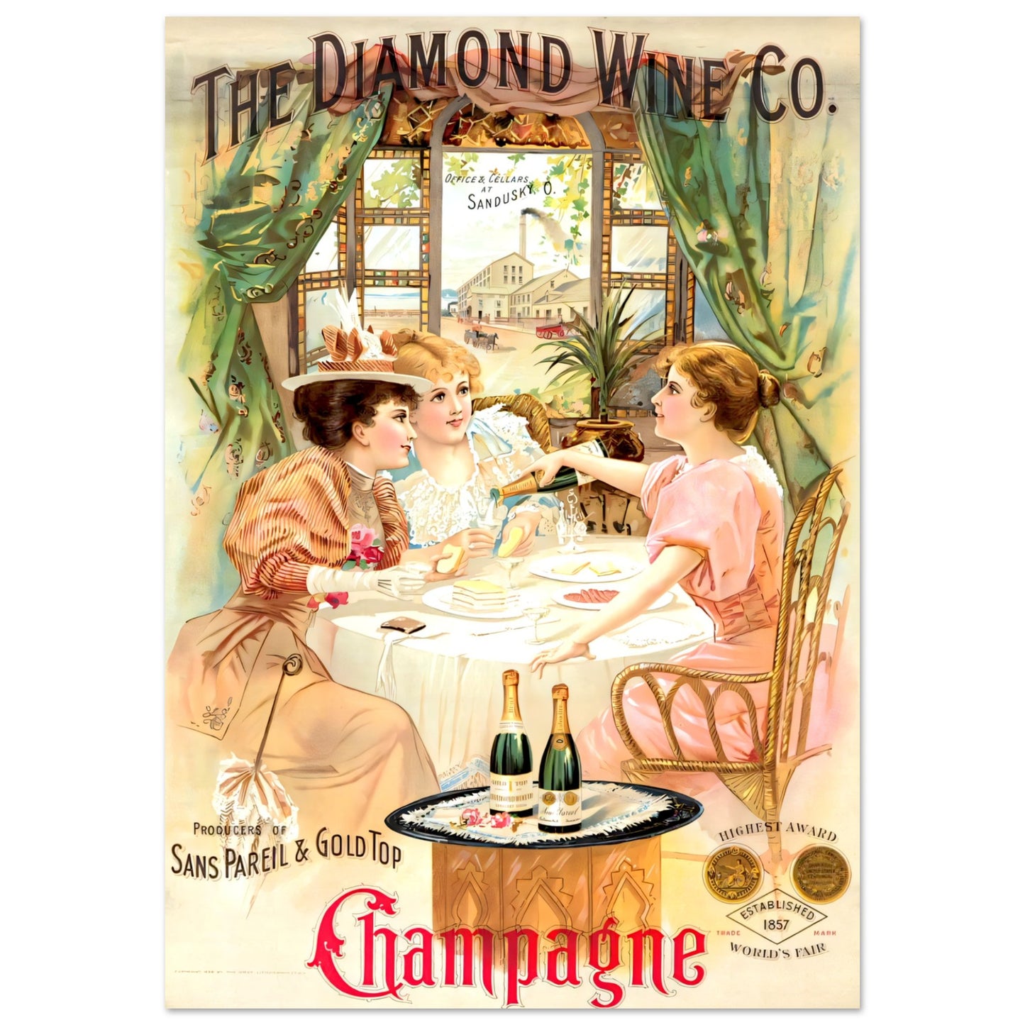 Champagne Vintage poster reprint on Premium Matte Paper - Posterify