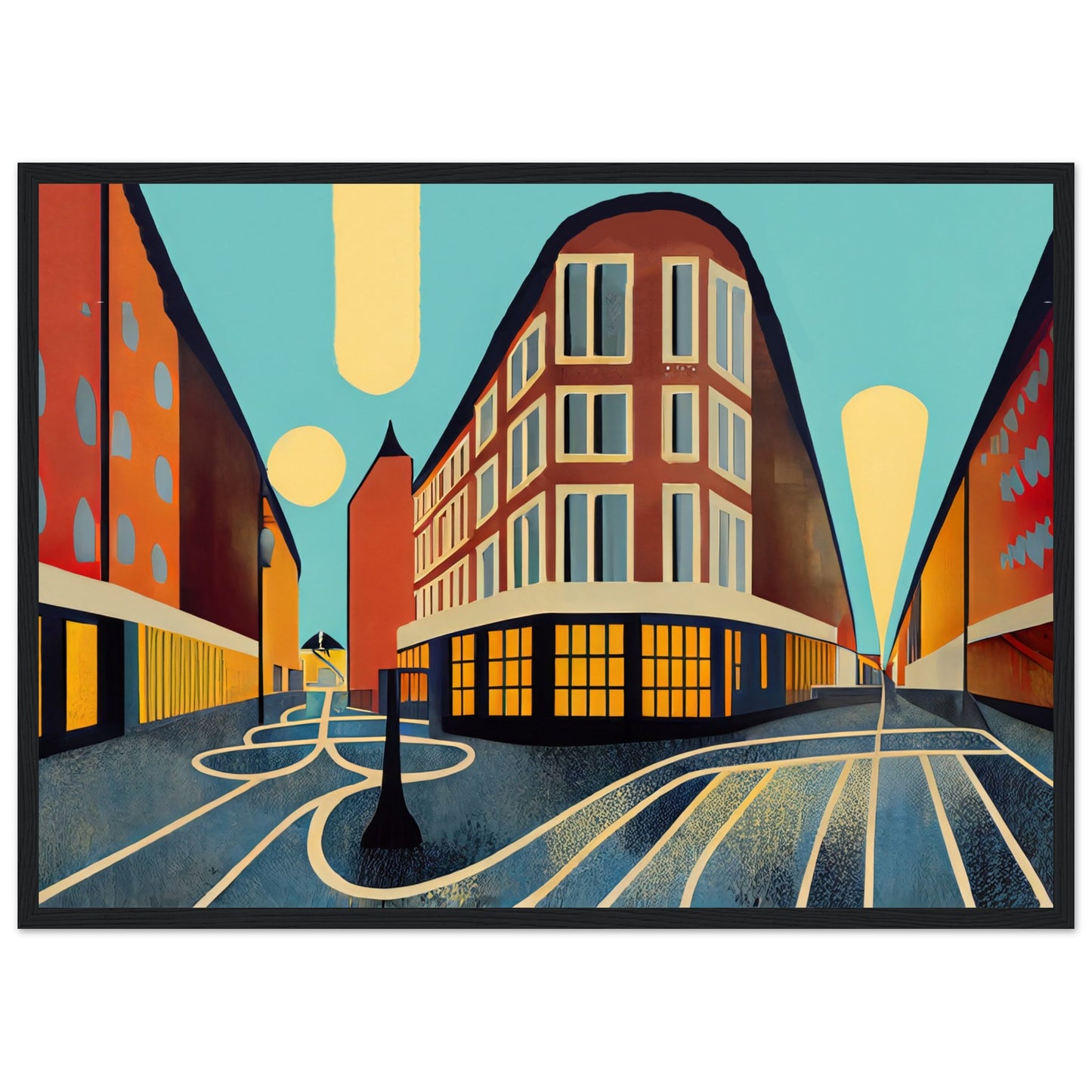 Copenhagen Art Deco style By Posterify Design Wooden Framed Poster - Posterify