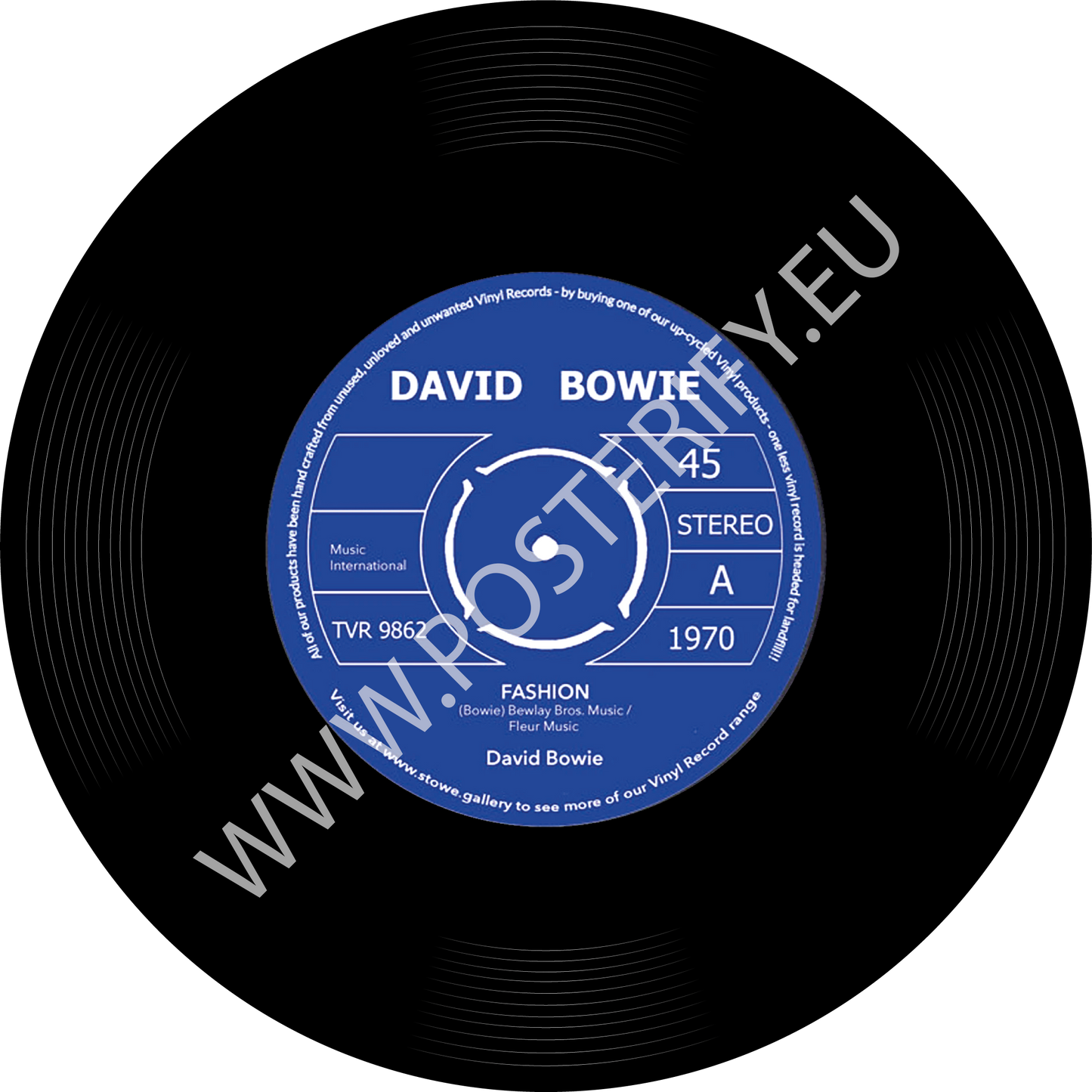 David Bowie, Fashion, Vinyl Record Round Mat (Can also be used as sound damper on wall)