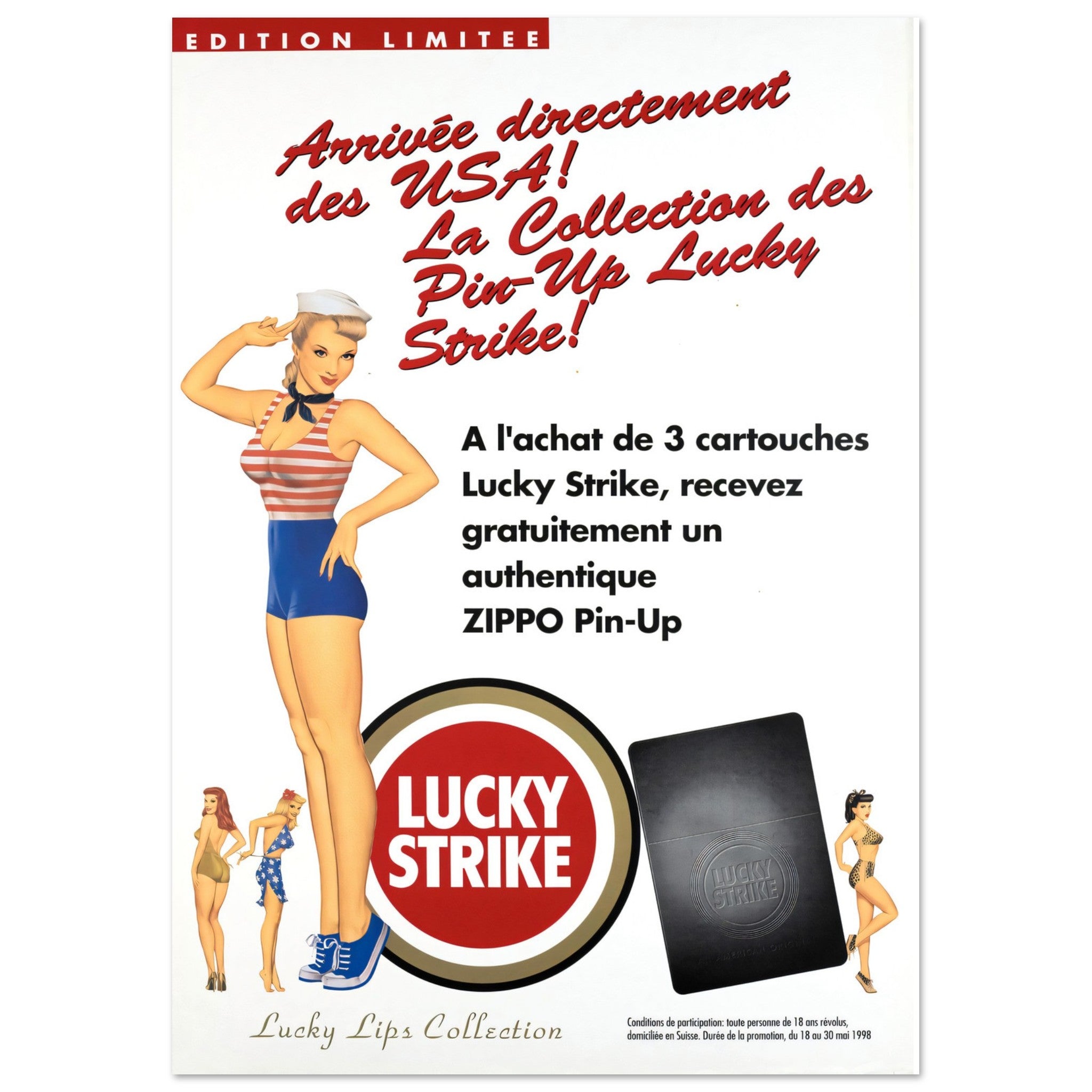 LUCKY STRIKE 限定 PIN UP GIRL Lucky LUCKY STRIKE 限定 PIN UP GIRL Strike Vintage WWII Style Pin