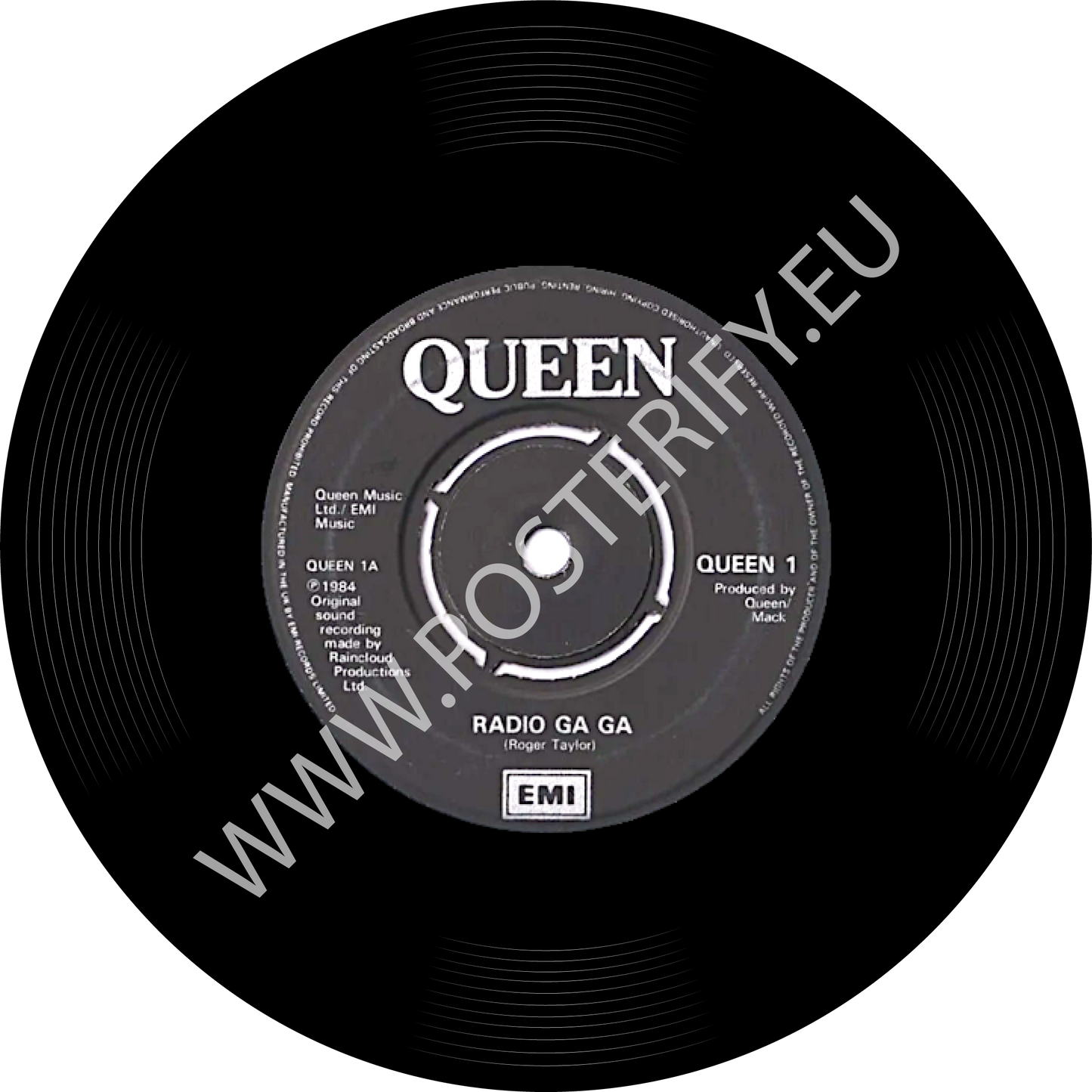 Queen, Radio Ga Ga, Vinyl Record Round Mat (Can also be used as sound damper on wall)