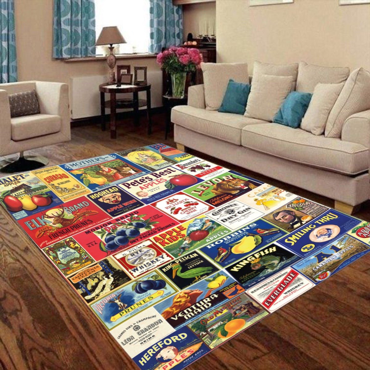 Vintage Food & Beverage Labels Floor Mat - Posterify