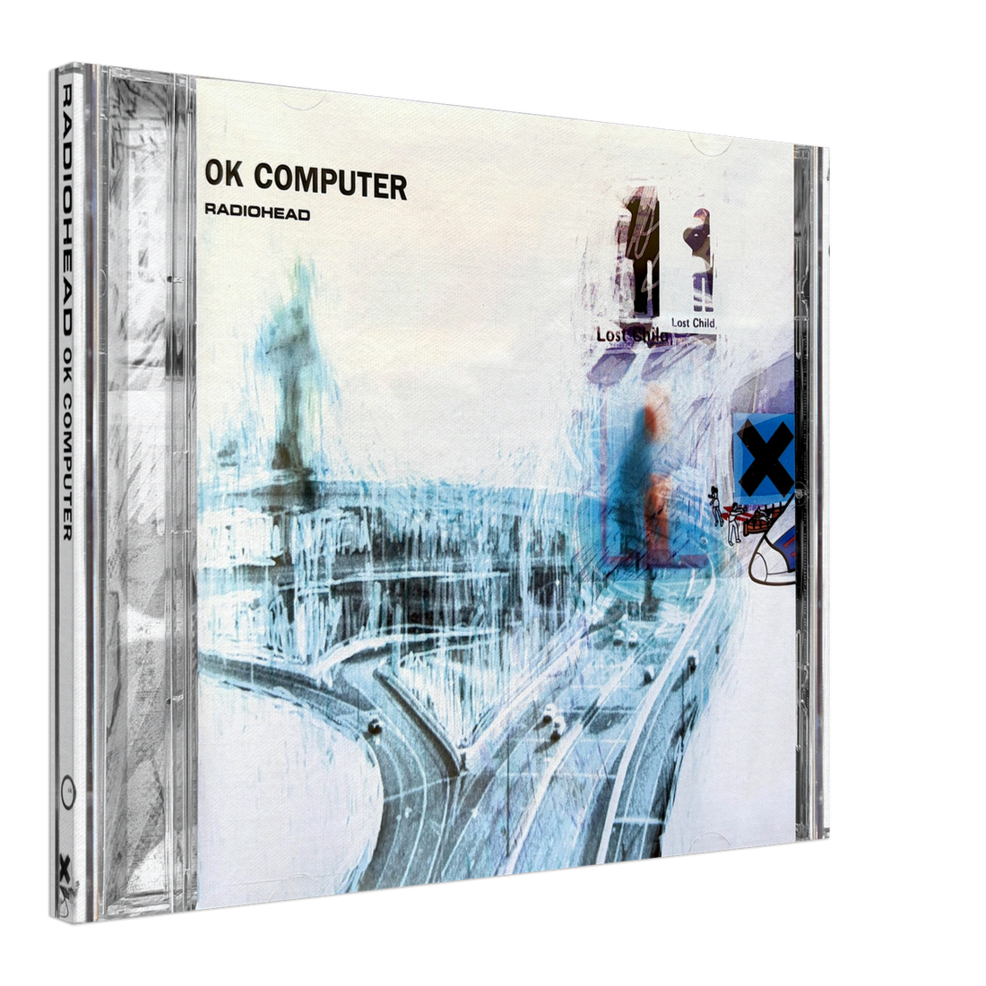 Radiohead, OK Computer, as a 3D Canvas print replicating the iconic CD album.