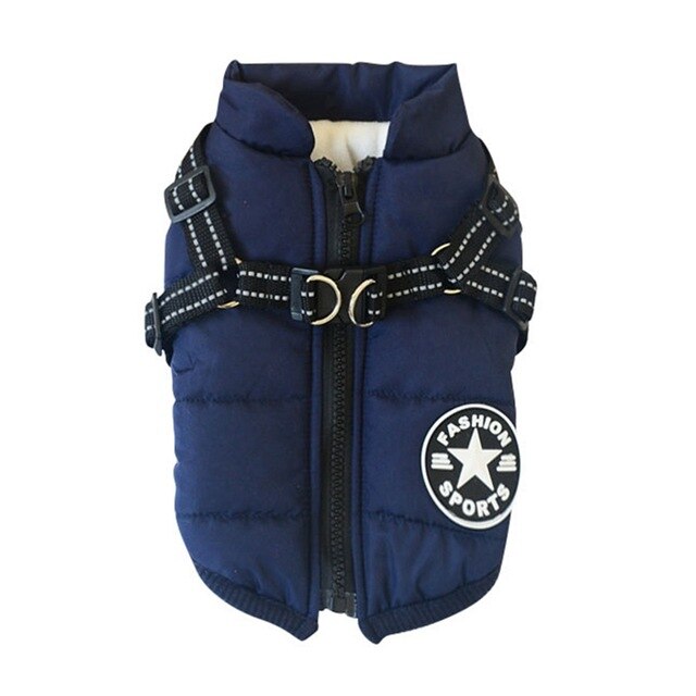 Autumn Winter Pet Skiing Costume Sleeveless Cotton Padded Vest With Durable Chest Strap Harness Clothing  Coat Supplies - Posterify