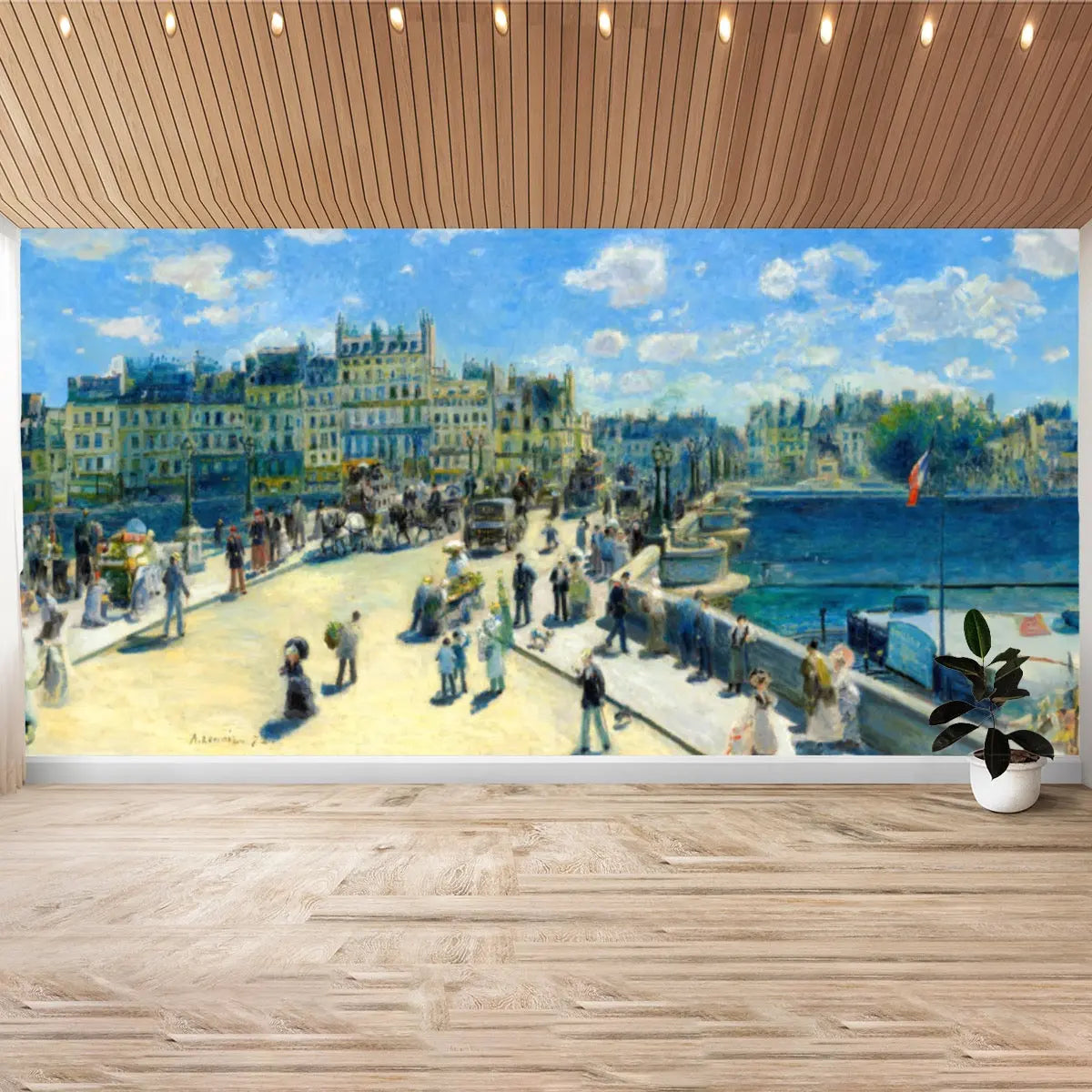 Renoir Painting, Pont Neuf, Paris, Expanded Art, Mega Size Wall Sticker - Image #1