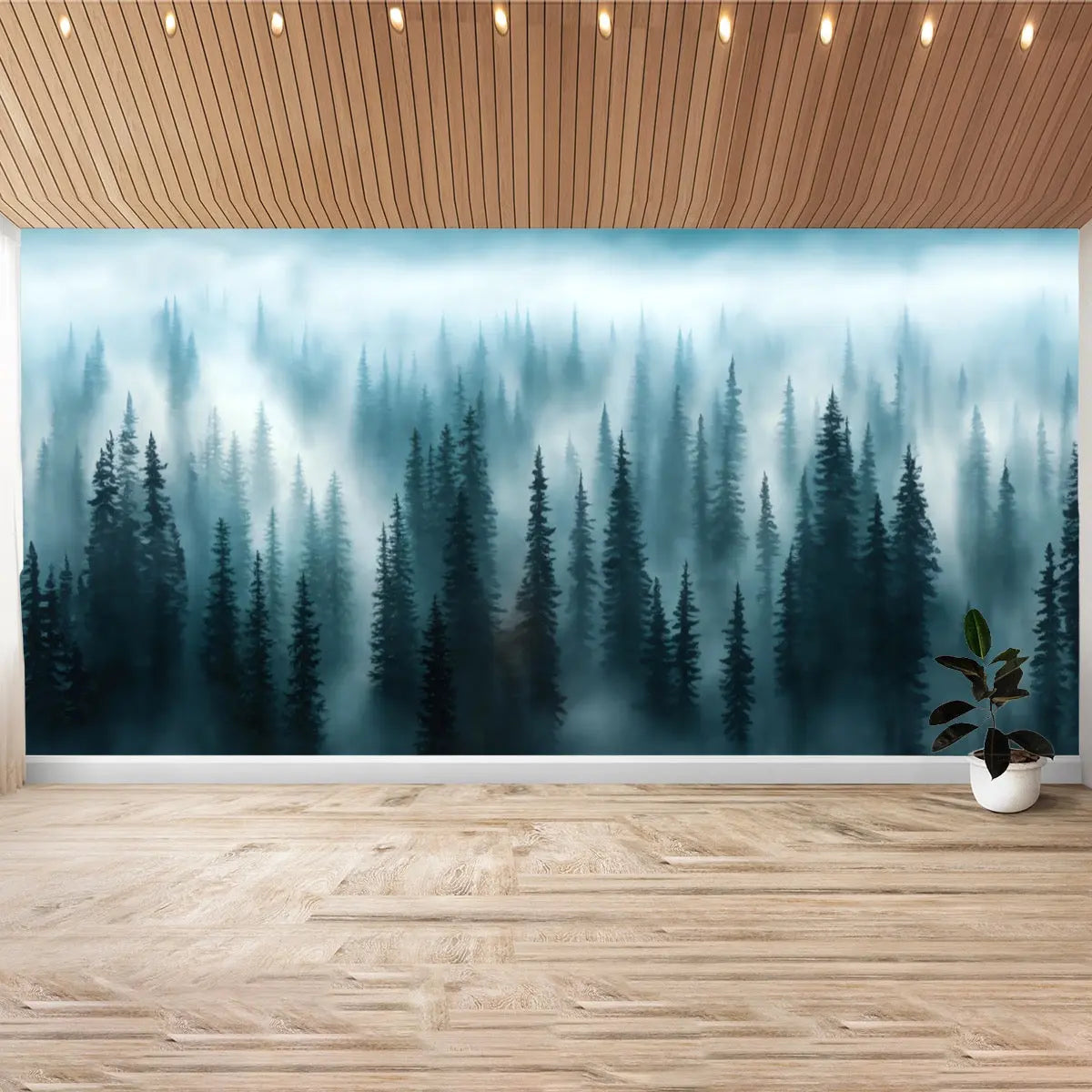 Misty Forest, Painted, Mega Size Wall Sticker 487x236cm - Image #2