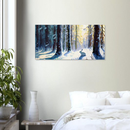 Winter forest with rabbit on canvas print abstract art By Posterity design 50X100cm - Posterify