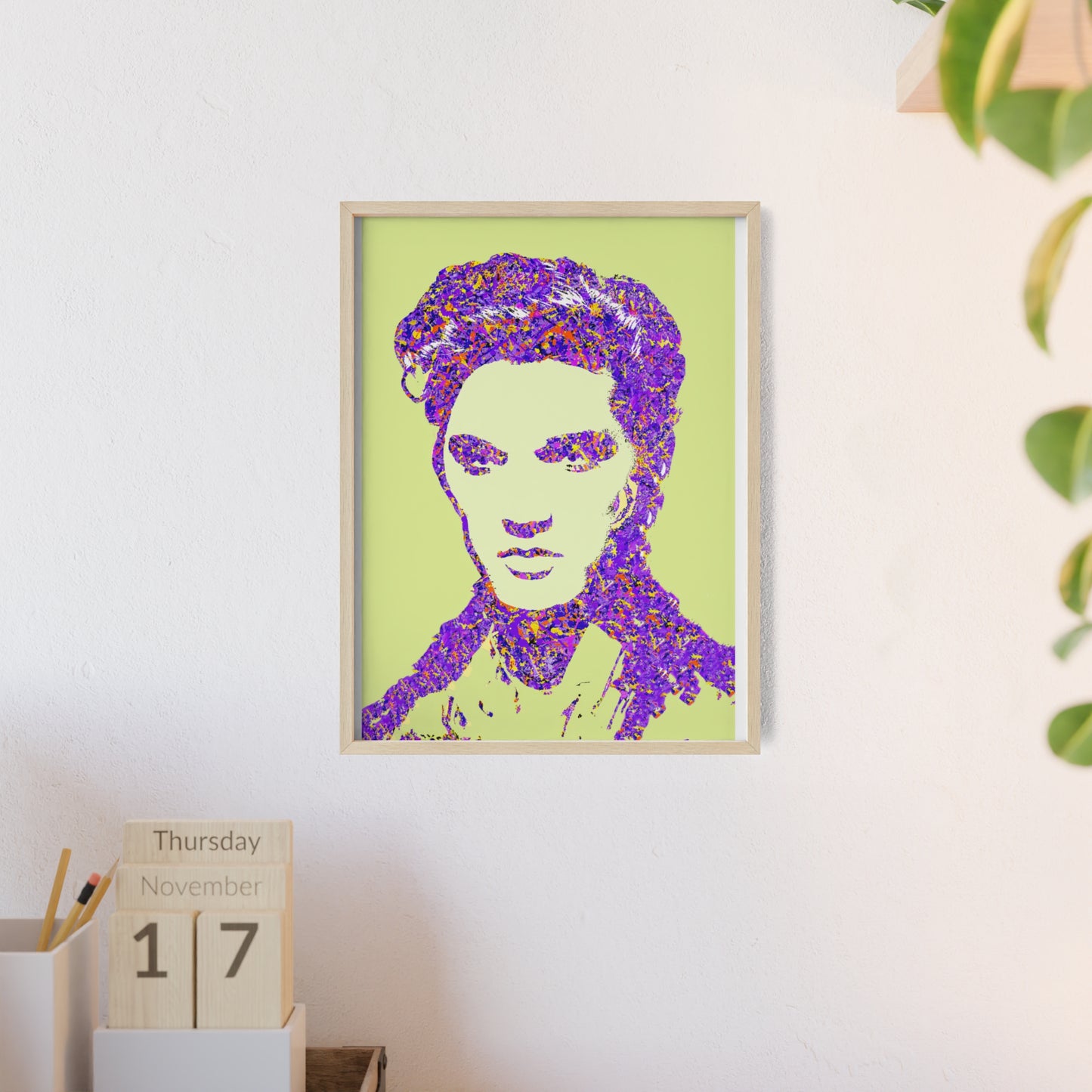 Elvis Poster with Wooden Frame