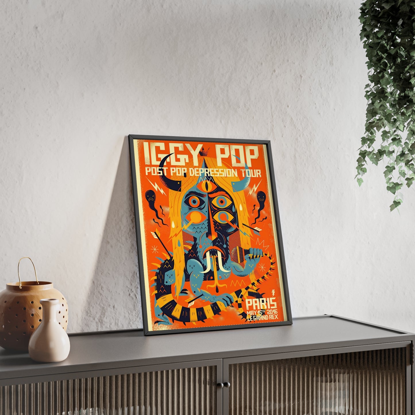 Iggy Pop Poster with Wooden Frame