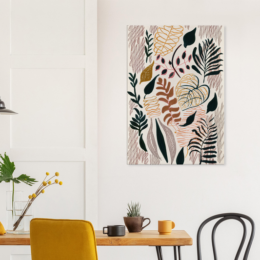 Canvas Print with line drawing of Leafs by Posterify Design