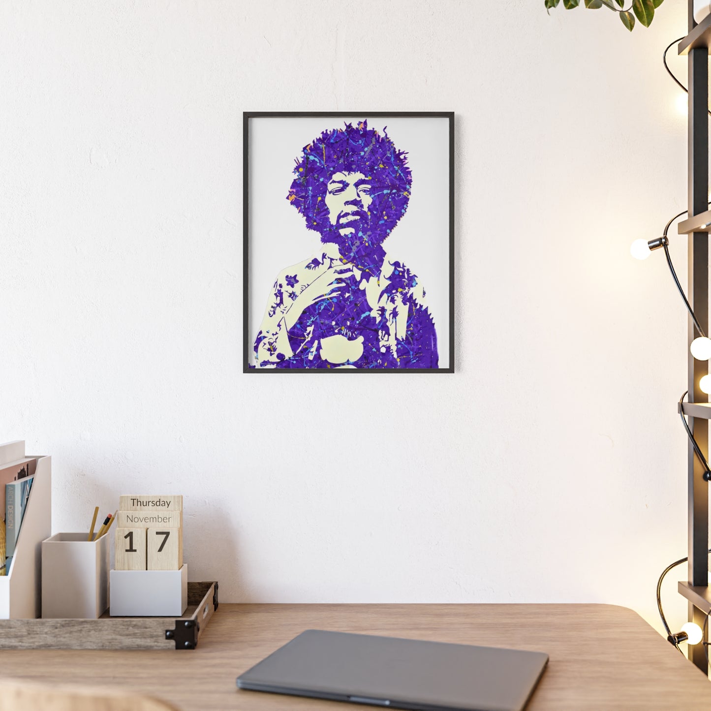 Jimi Hendrix Poster with Wooden Frame