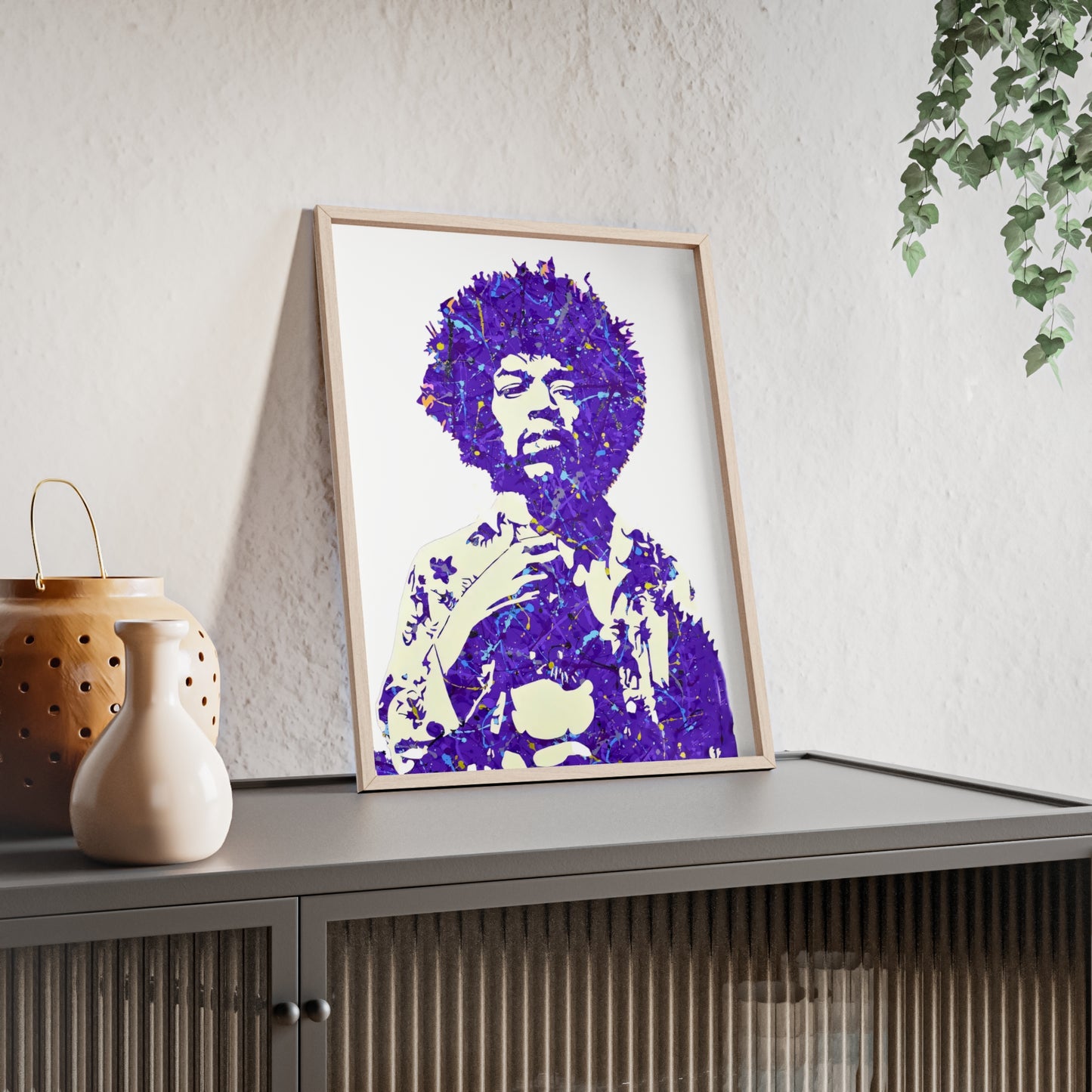 Jimi Hendrix Poster with Wooden Frame