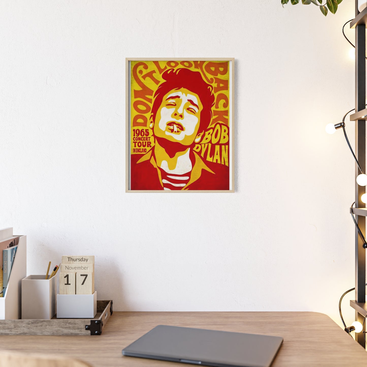 Bob Dylan Poster with Wooden Frame