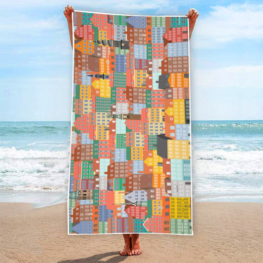 Copenhagen, Nyhavn, Beach Towel - Vibrant Design for Beach Days