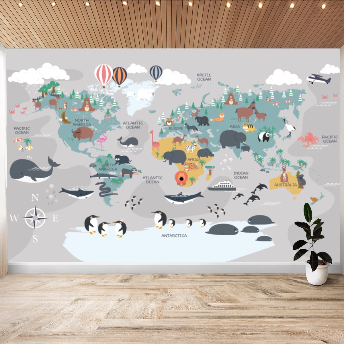 Kids Room World Map Wall Sticker