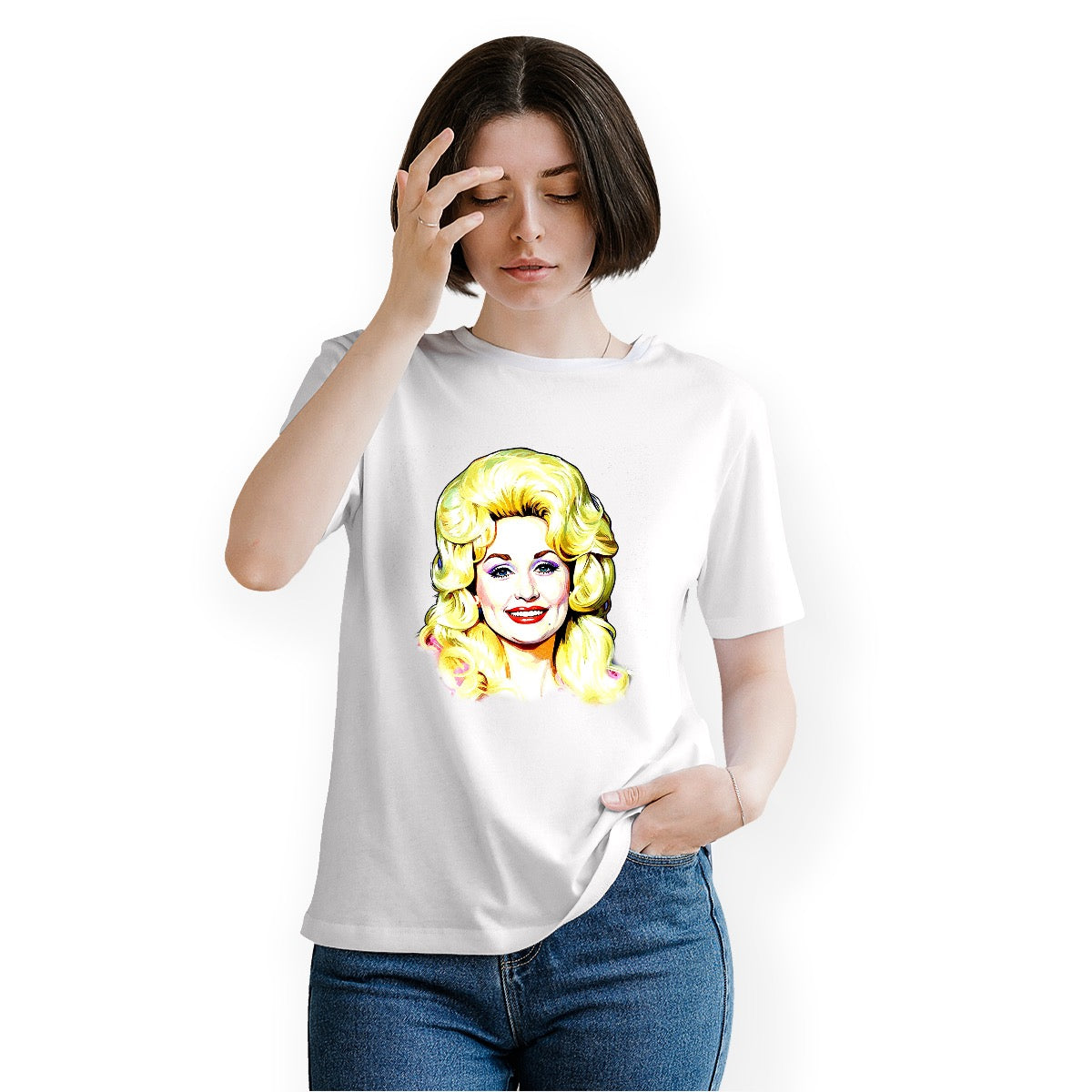 Dolly Parton Women's Essential Crew Neck T-Shirt Printed in USA|180GSM Front & Back DTF