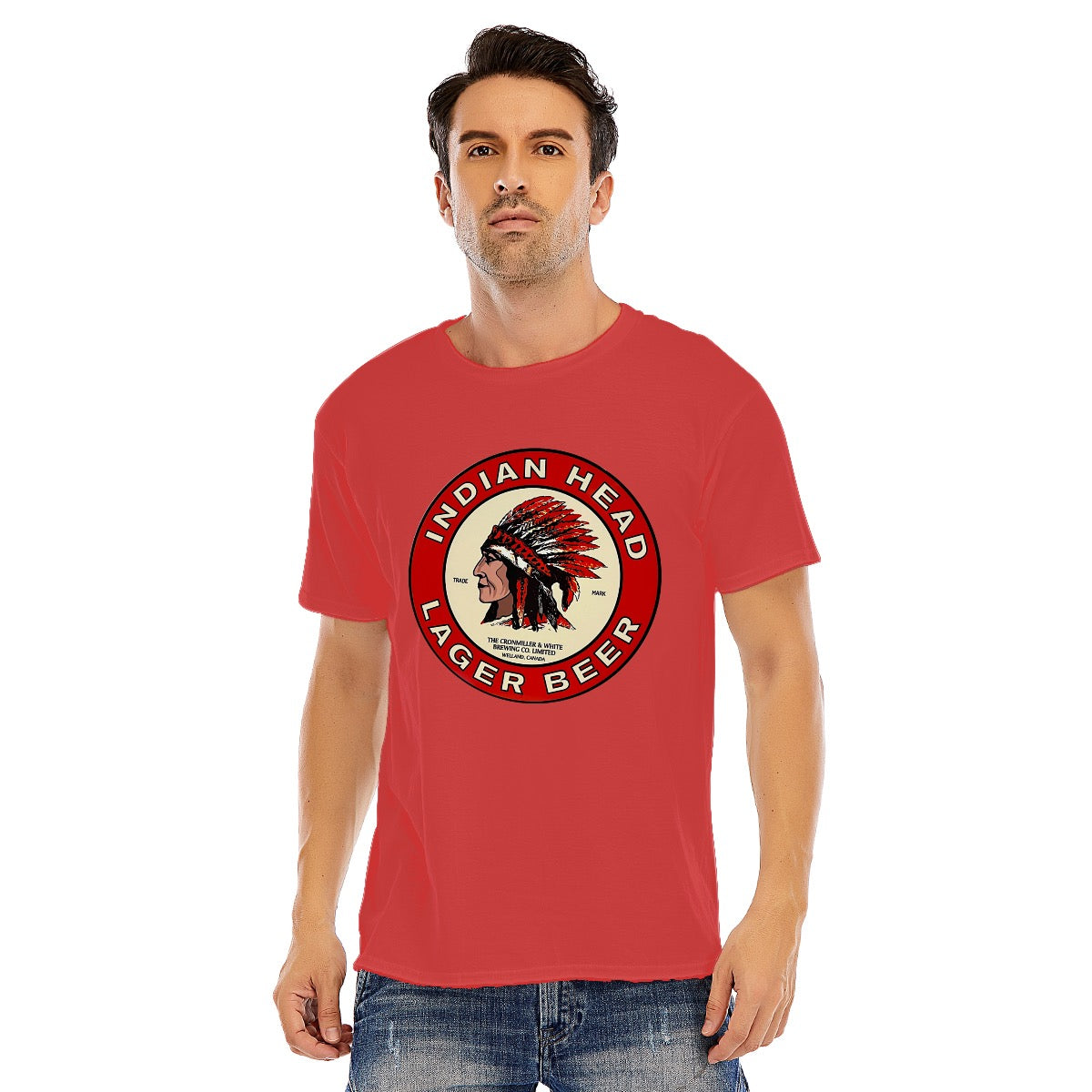 Indian Head Lager Beer, Unisex O-neck Short Sleeve T-shirt | 180GSM Cotton (DTF)