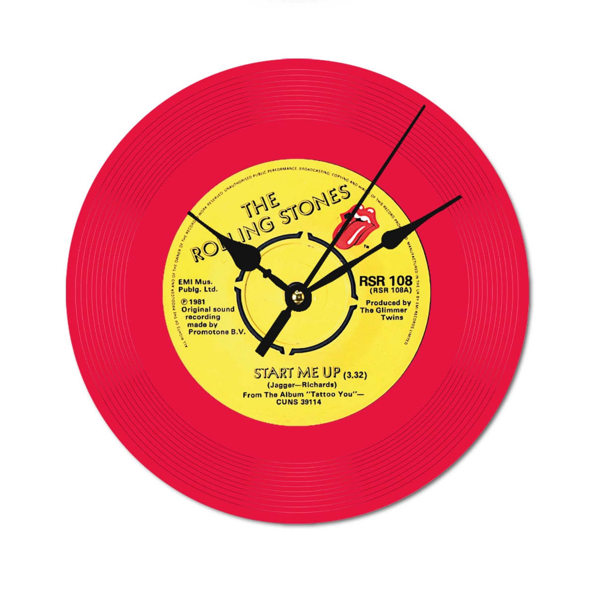 Clock, Rolling Stones, Start Me Up, Vinyl Record, Wood (Customize a clock on request)