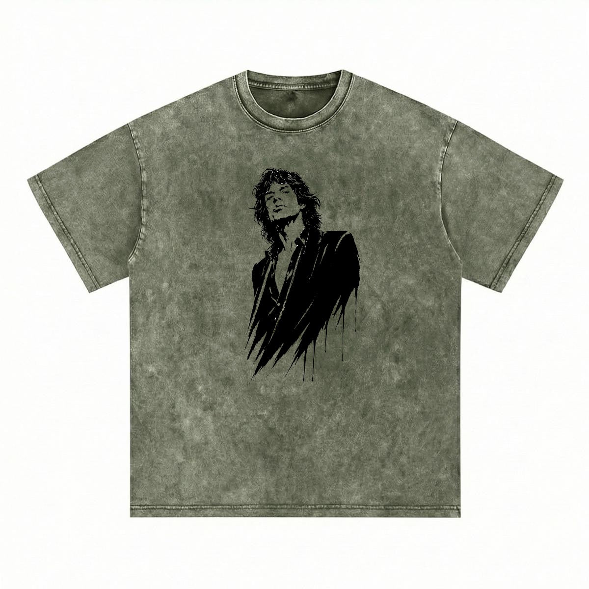 Mick Jagger, Unisex Heavyweight Washed Drop Shoulder T-Shirt|250GSM DTG