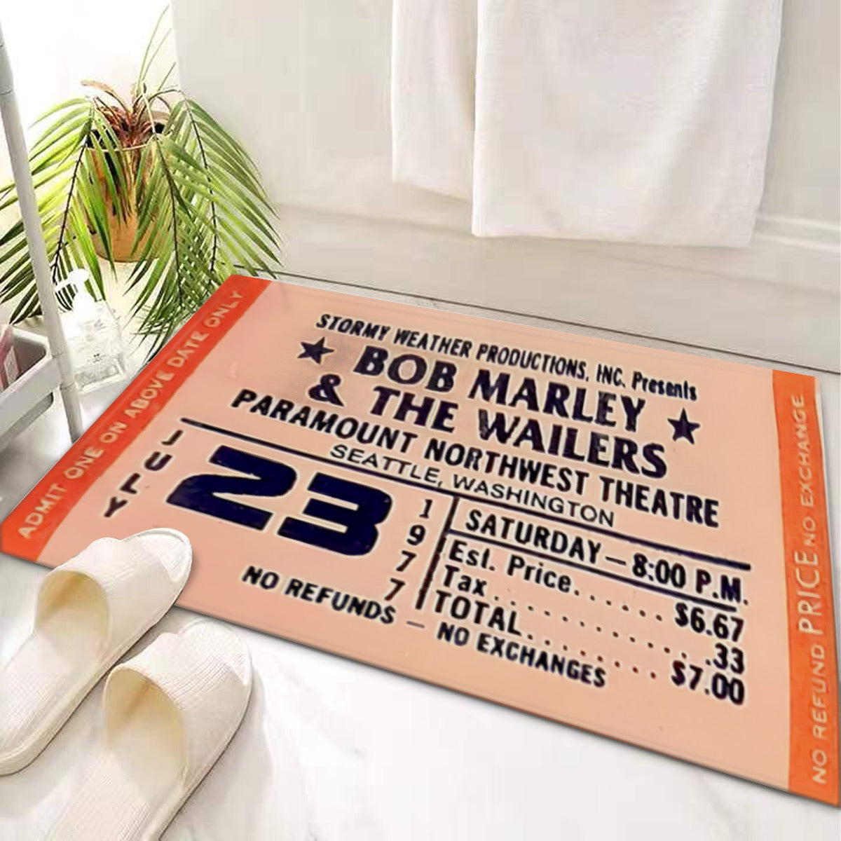 Bob Marley, Vintage Concert Ticket, Door Mat