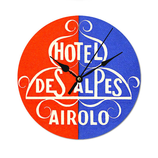 Vintage Hotel Des Alpes Wood Clock