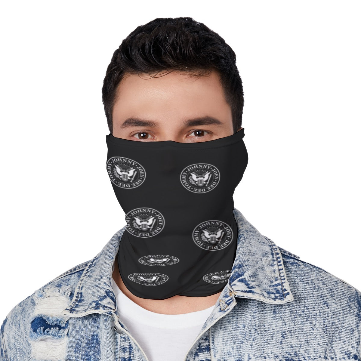Ramones logo, All-Over Print Black & White Neck Gaiter, Bandana, Scarf, neckpiece, muffler