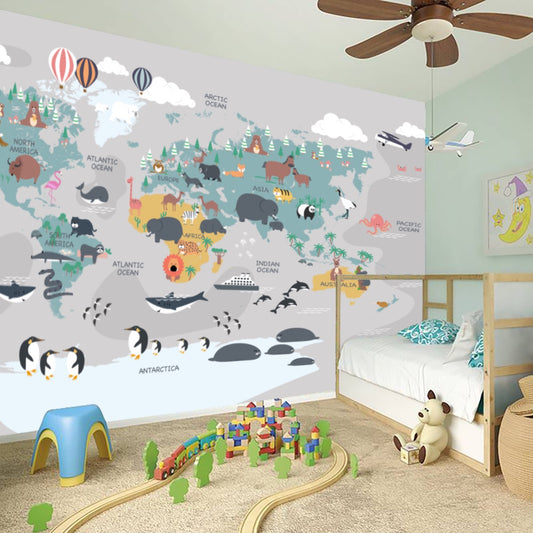 Kids Room World Map Wall Sticker