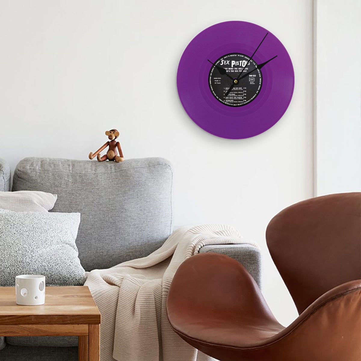 Clock, Sex Pistols Vinyl Record, Wood (Customize a clock on request)