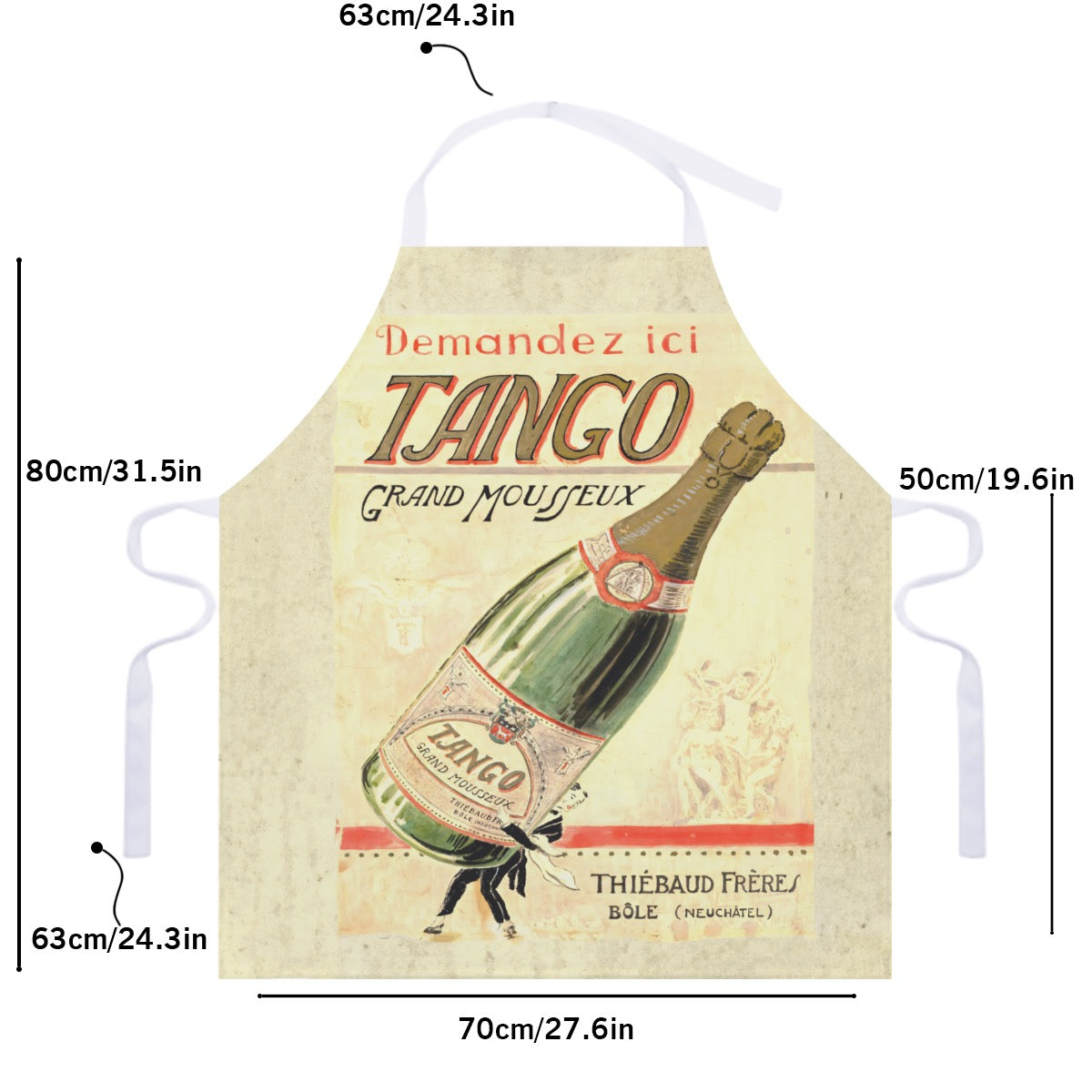 Apron Vintage Tango Mousseux Label with White Strap