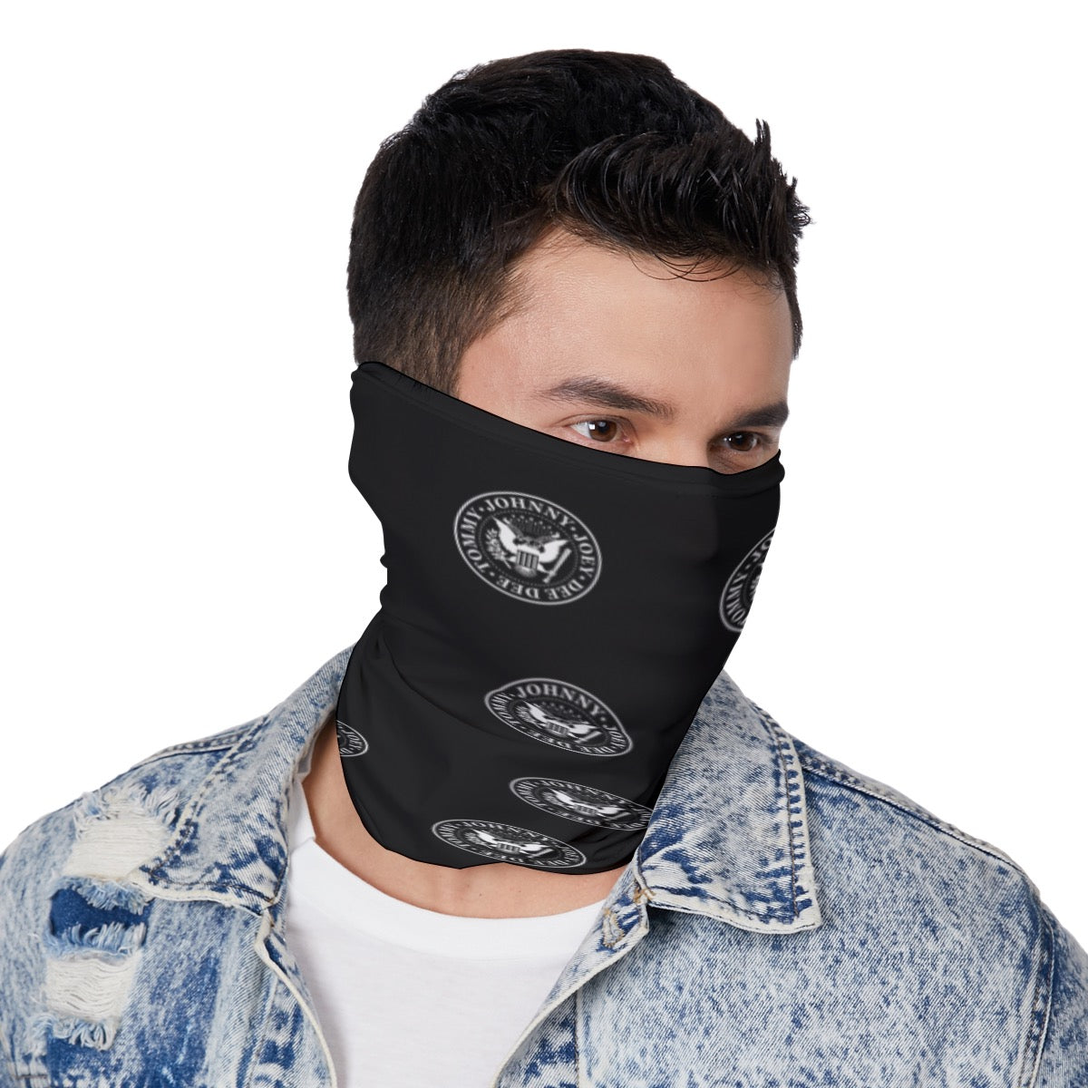 Ramones logo, All-Over Print Black & White Neck Gaiter, Bandana, Scarf, neckpiece, muffler