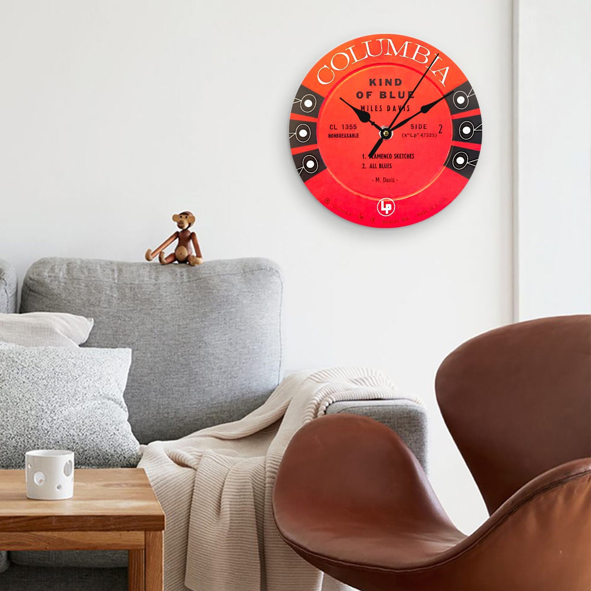 Miles Davis, Kind of Blue, Vinyl record label, Wood Wall Clock