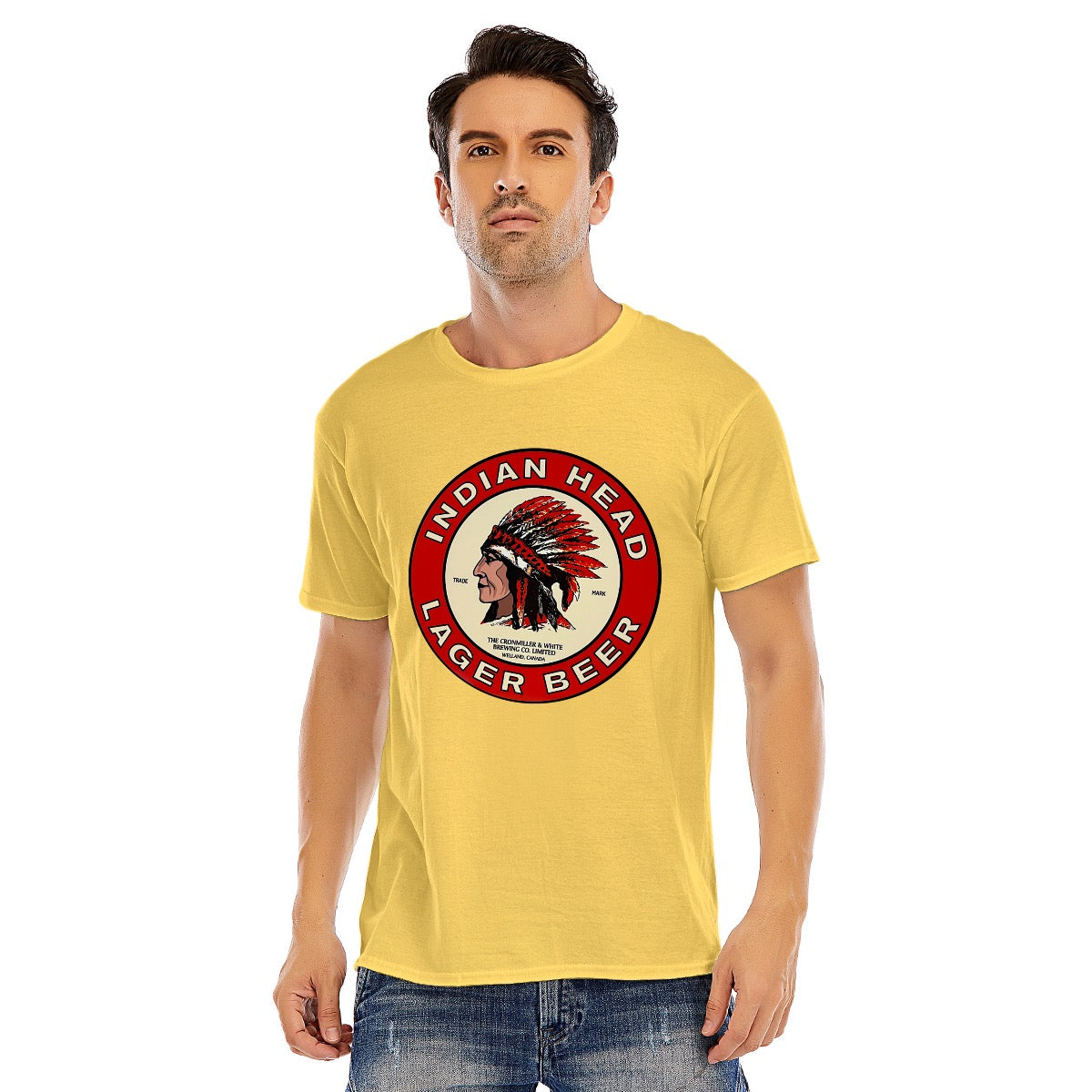 Indian Head Lager Beer, Unisex O-neck Short Sleeve T-shirt | 180GSM Cotton (DTF)