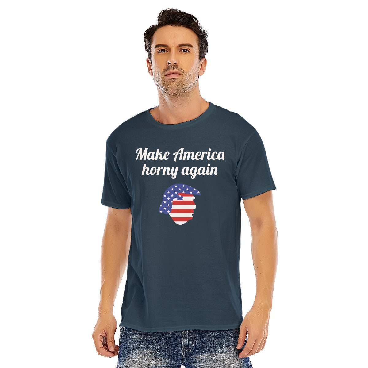 Make America Horny Again Unisex O-neck Short Sleeve T-shirt | 180GSM Cotton (DTF)