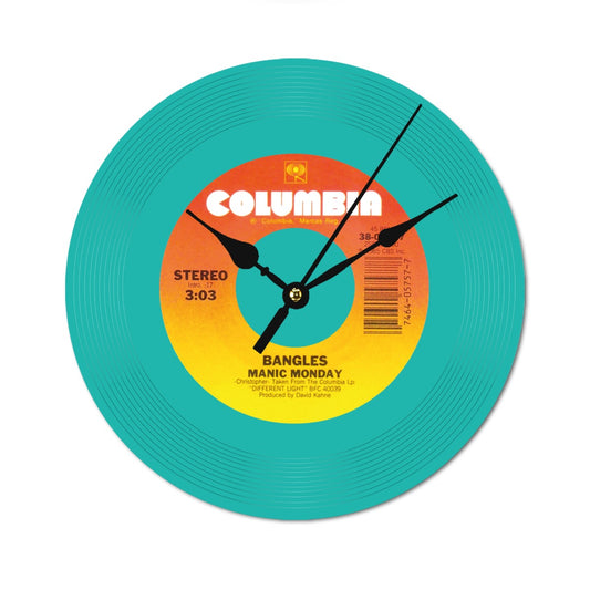 Clock, Bangles, Manic Monday; Vinyl Single Record, Made of Wood, (Customize a clock on request)