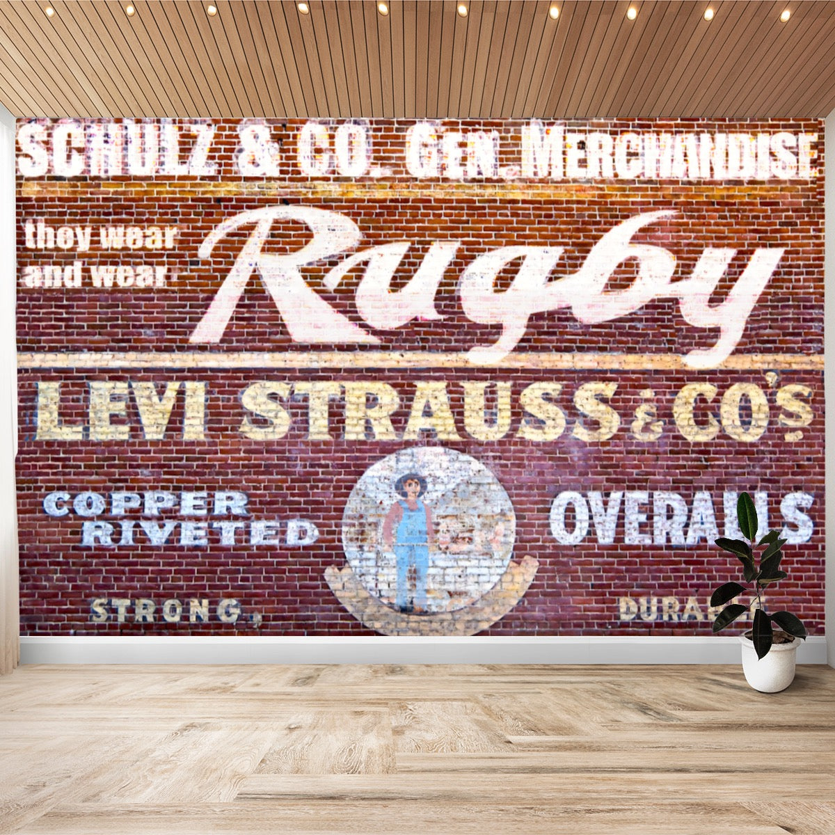 Original Ghost Sign, Levi Strauss, Brick Wall, Wallpaper Sticker