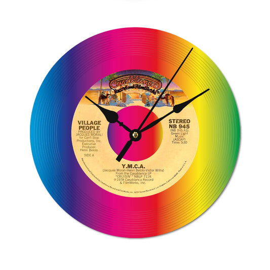 Clock, Village People YMCA Vinyl Record, made in Wood (Customize a clock on request)