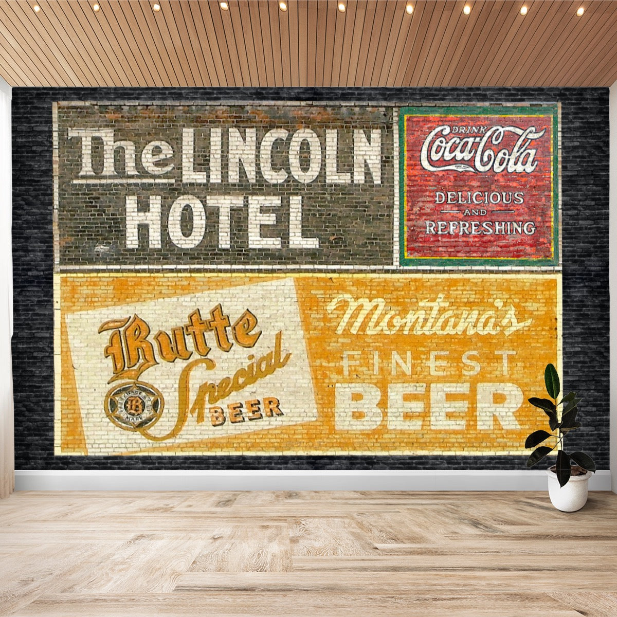 Montana, Brick Wall, Original Ghost Signs Collage, Wallpaper Sticker