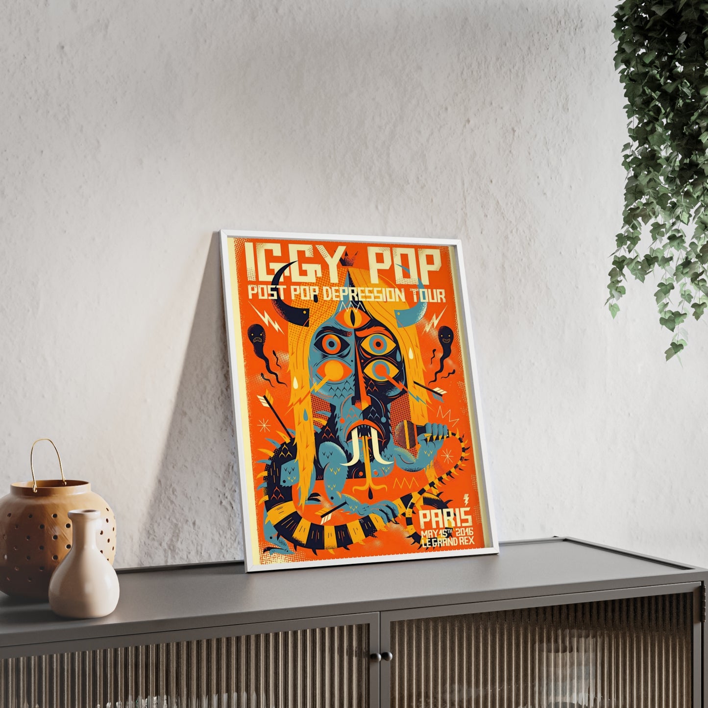 Iggy Pop Poster with Wooden Frame