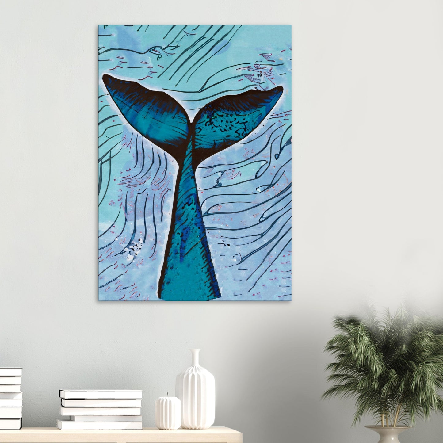 Whale fin on Canvas line drawing by Posterify Design