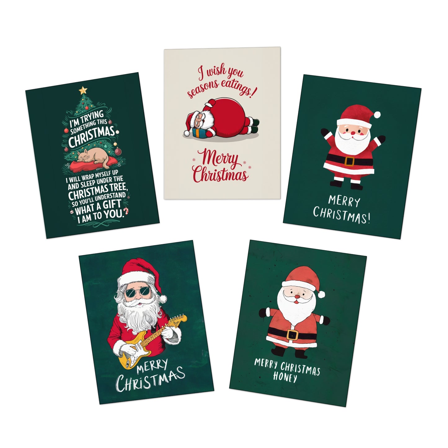 Christmas Greeting Cards - 5-Pack, Multi-Design Holiday Stationery Set