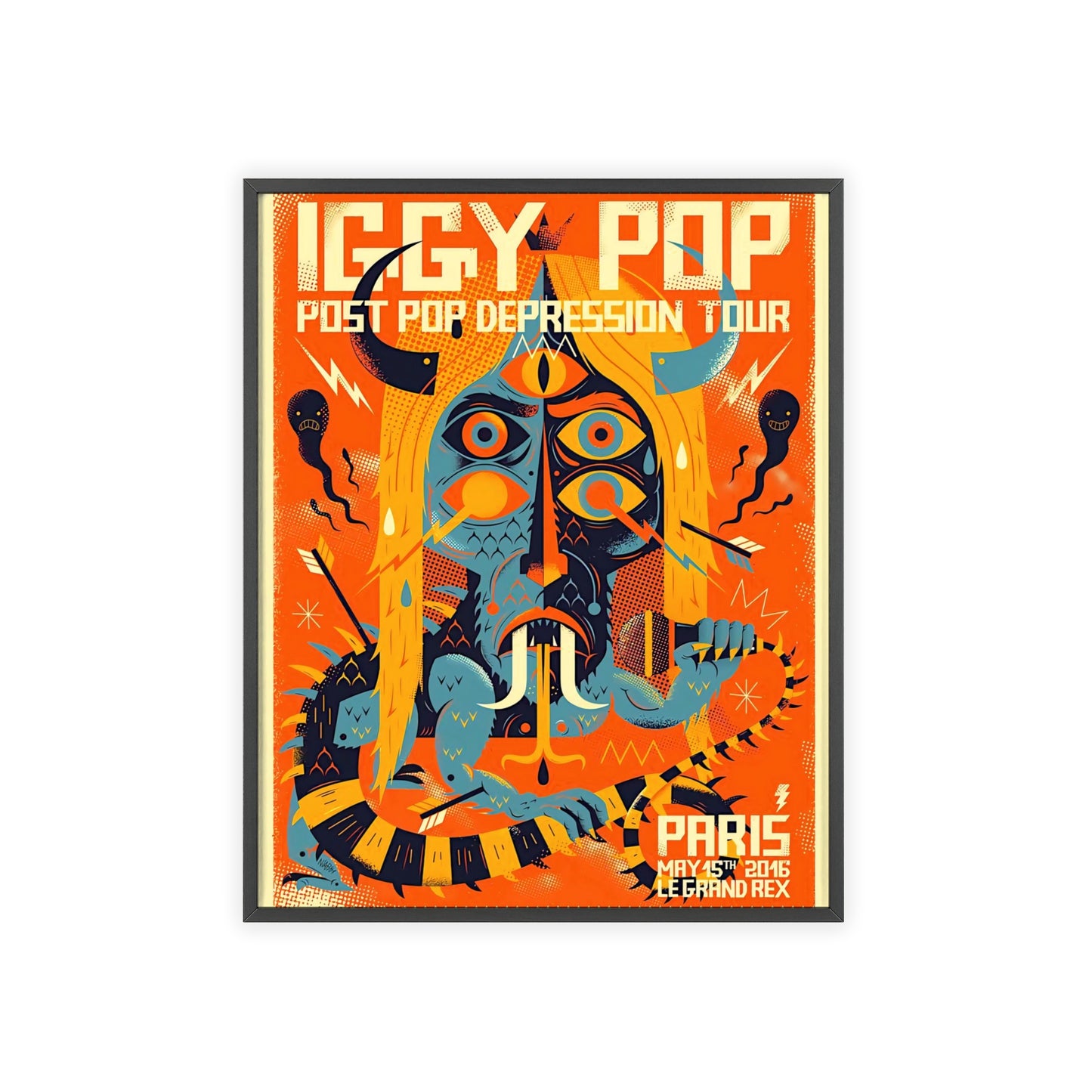 Iggy Pop Poster with Wooden Frame