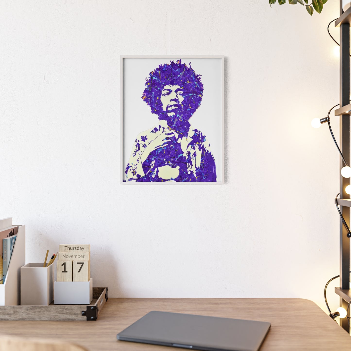 Jimi Hendrix Poster with Wooden Frame