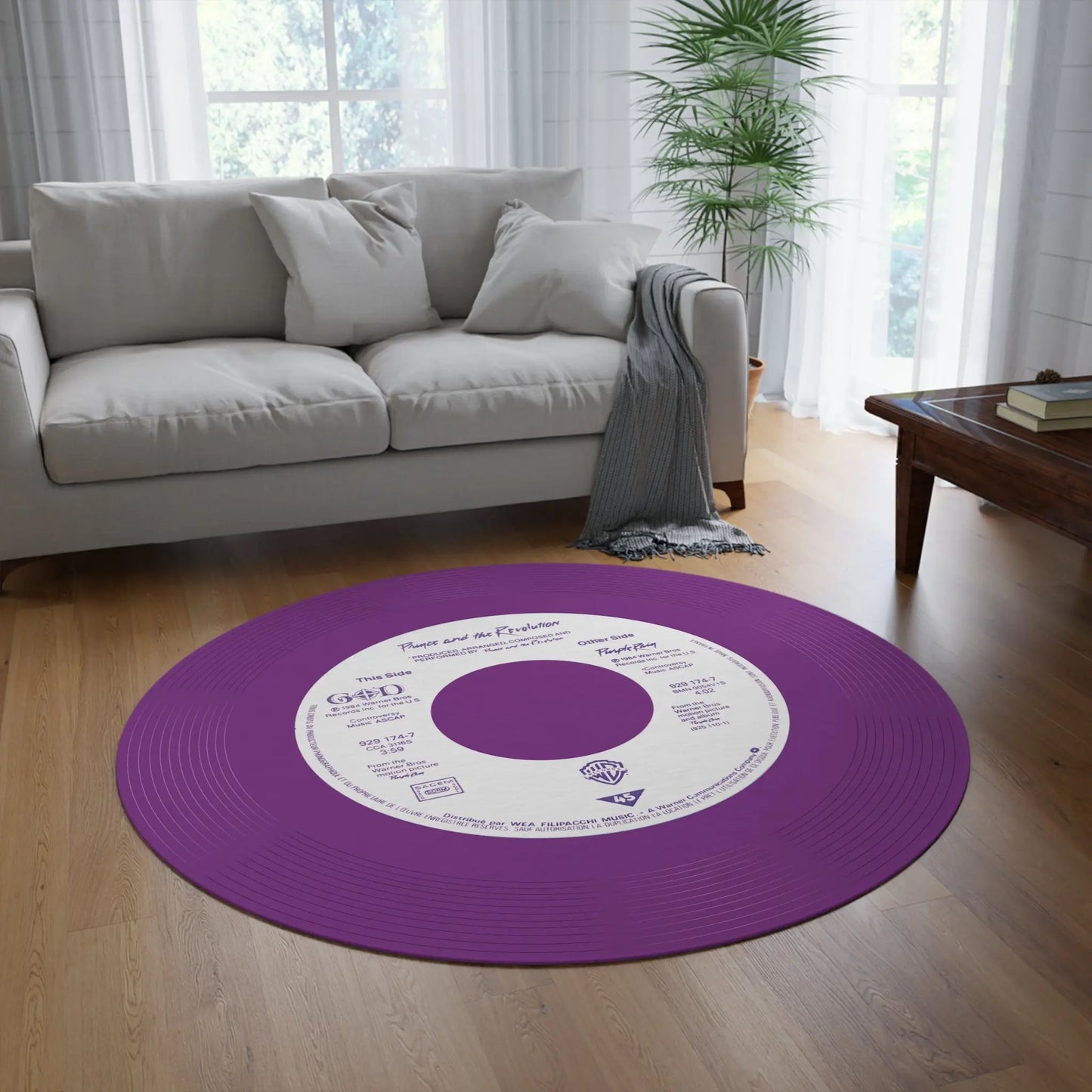 Prince, Purple Rain, (US Made) Vinyl Single Round Rug 60” 152cm - Posterify