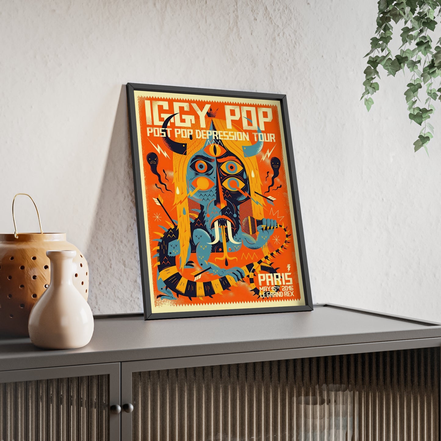 Iggy Pop Poster with Wooden Frame